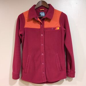 Yo Colorado Jacket Fleece Snap Button Red Orange Shacket Hike Camp Womens XS